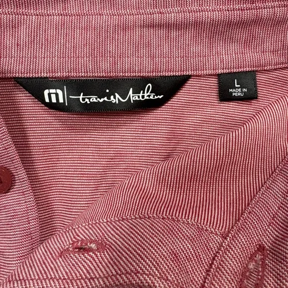 Travis Mathew red striped Polo Shirt - Picture 3 of 5